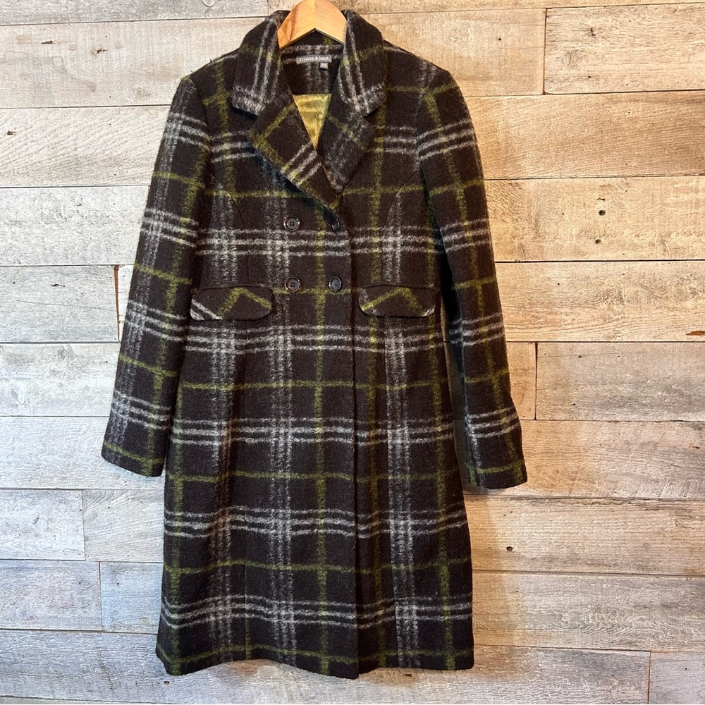 🇨🇦 Tristan & Iseut‎ women’s wool plaid double breasted coat in size small